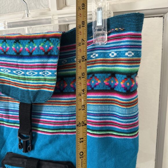 Large Backpack Tribal Striped Lightweight Drawstring Handmade Bag Beach Boho - Picture 11 of 11